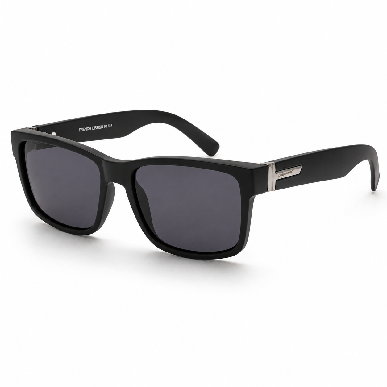 Lentes de Sol Polarizados UV400 Rectangular Negro Detalle Metálico Hombre Peppermint