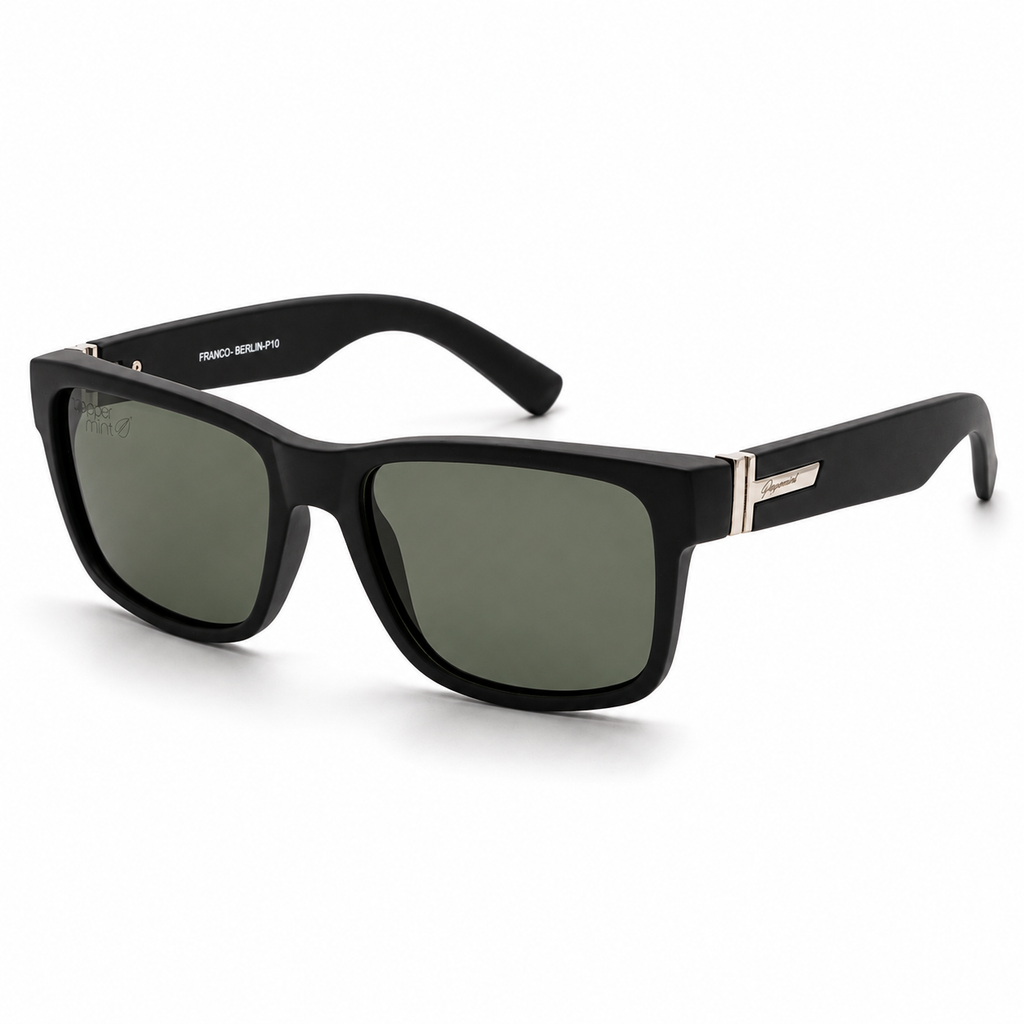 Lentes de sol polarizados UV400 rectangular negro Peppermint