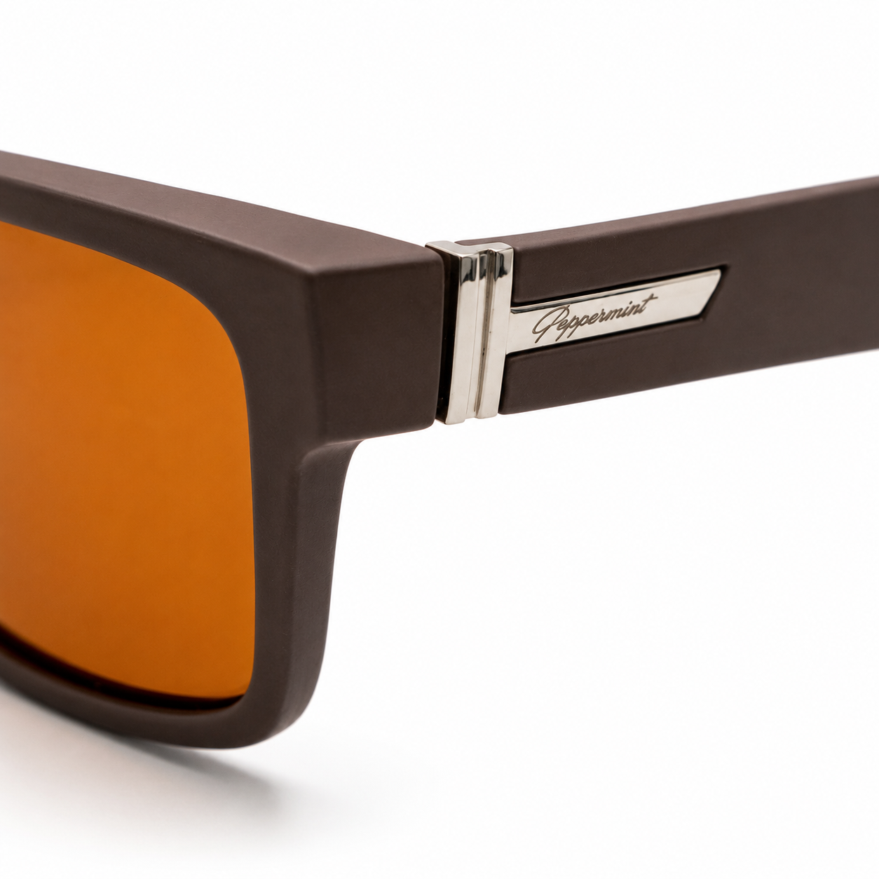 Lentes de Sol Polarizados UV400 Rectangular Café Detalle Metálico Hombre Peppermint
