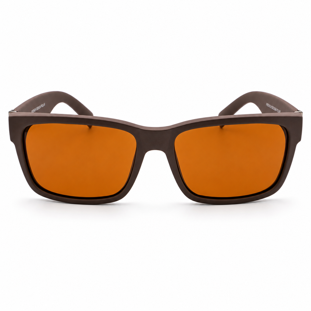 Lentes de sol rectangular café metálico hombre Peppermint vista frontal