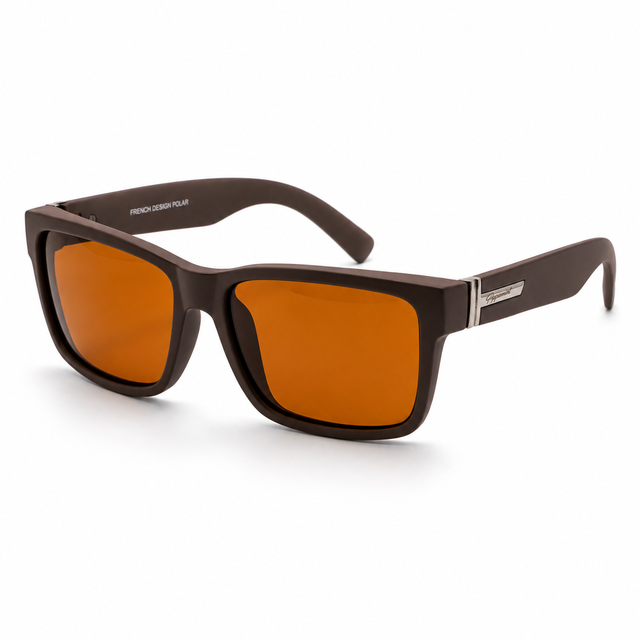 Lentes de Sol Polarizados UV400 Rectangular Café Detalle Metálico Hombre Peppermint