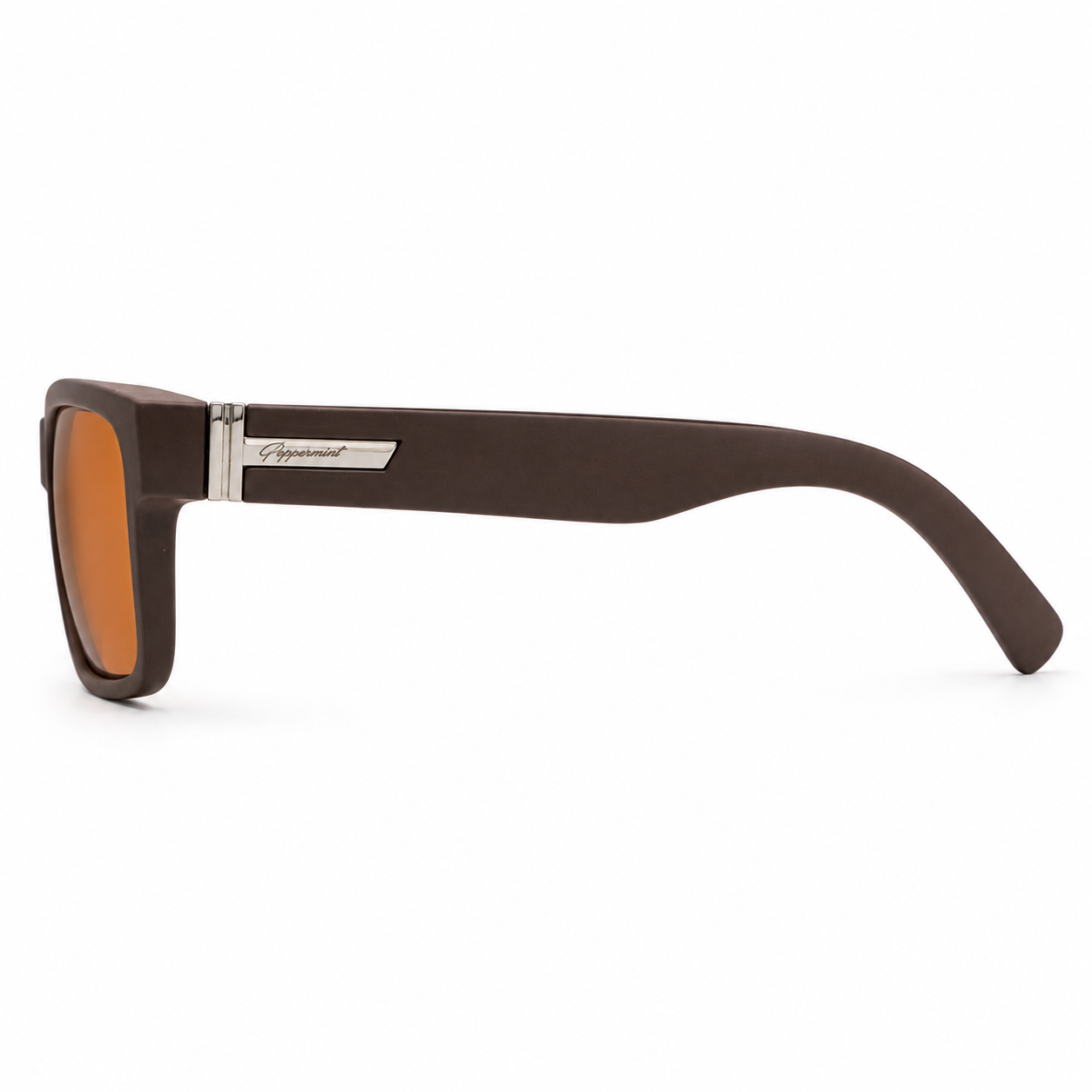 Lentes de Sol Polarizados UV400 Rectangular Café Detalle Metálico Hombre Peppermint
