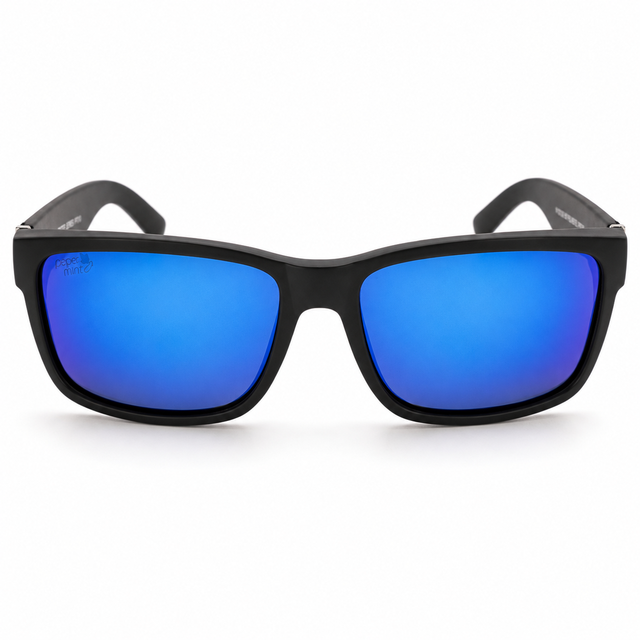 Lentes de Sol Polarizados UV400 Rectangular Negro Espejado Azul Detalle Metálico Hombre Peppermint