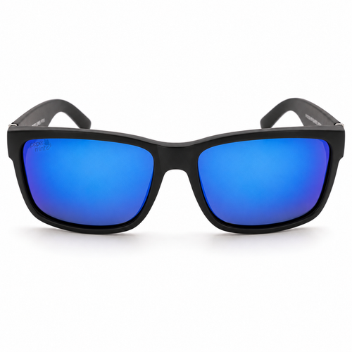 Lentes de Sol Polarizados UV400 Rectangular Negro Espejado Azul Detalle Metálico Hombre Peppermint