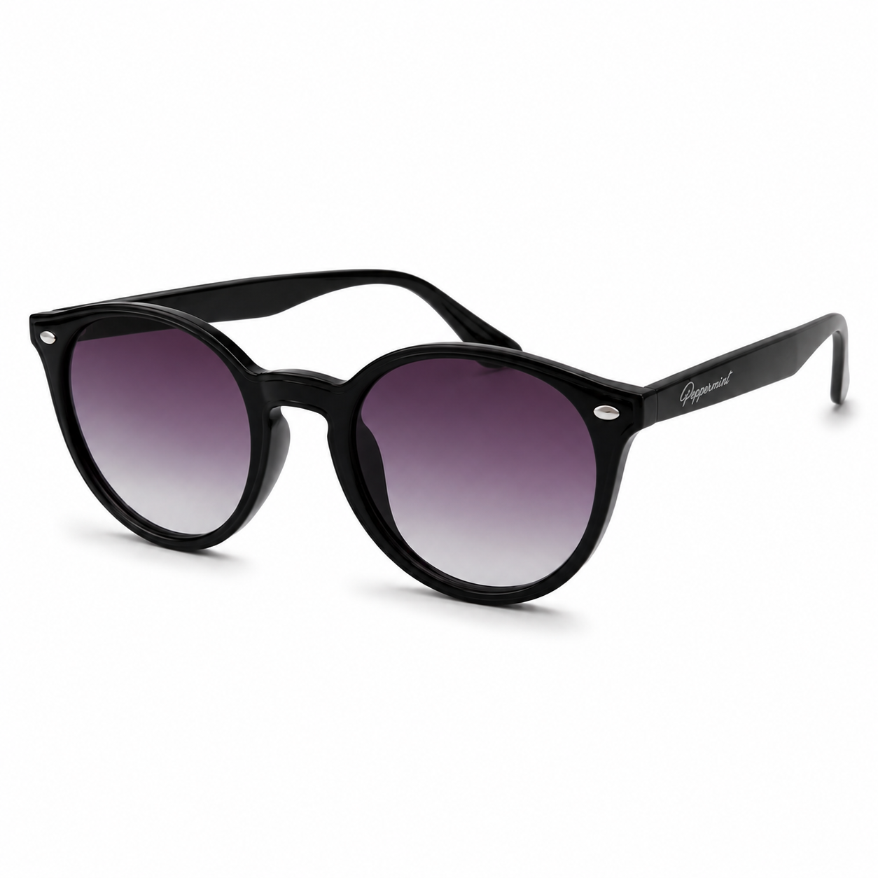 Lentes de Sol Polarizados UV400 Redondo Negro Peppermint