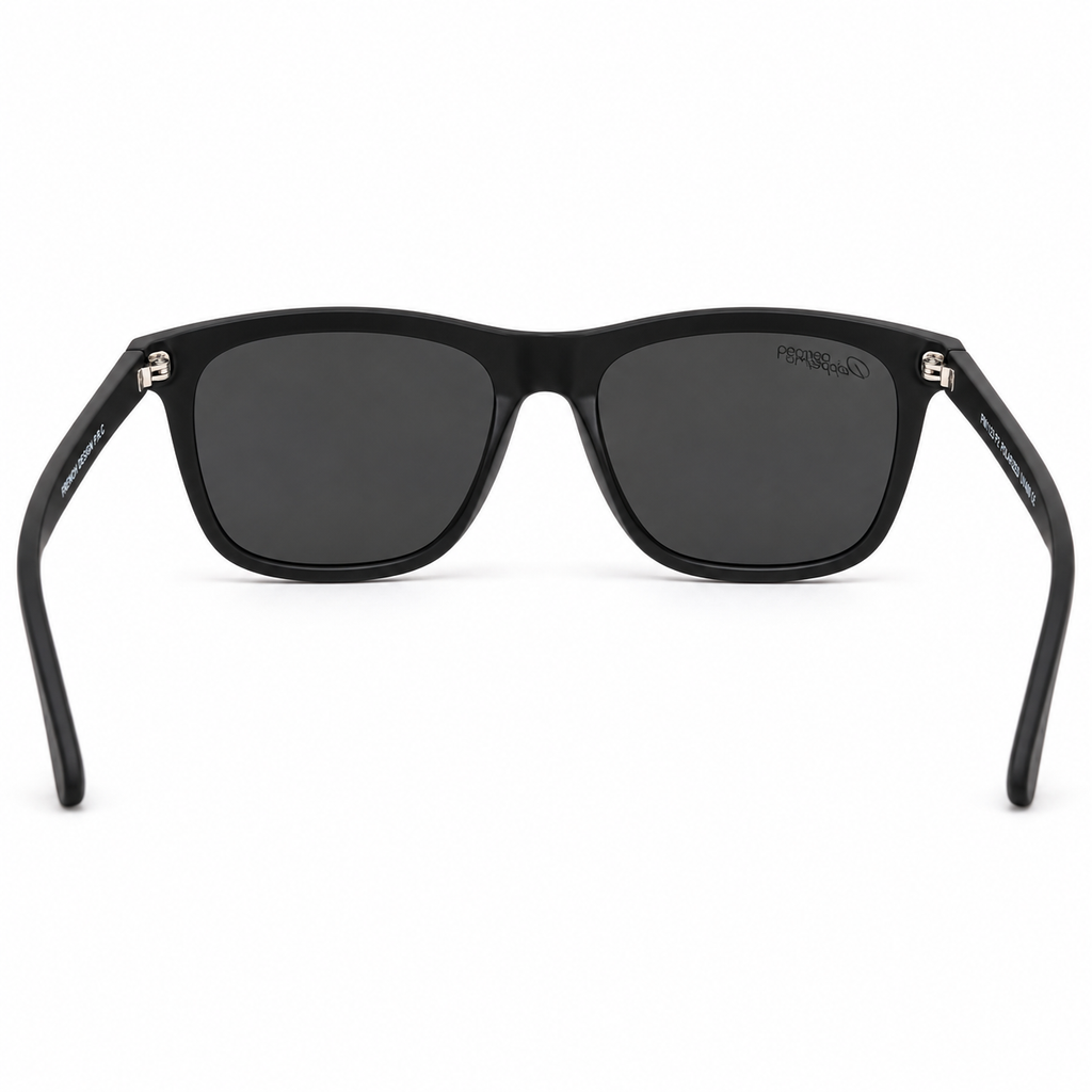 Lentes de Sol UV400 Rectangular Negro Cristal Azul Espejado Varilla Metálica Hombre Peppermint