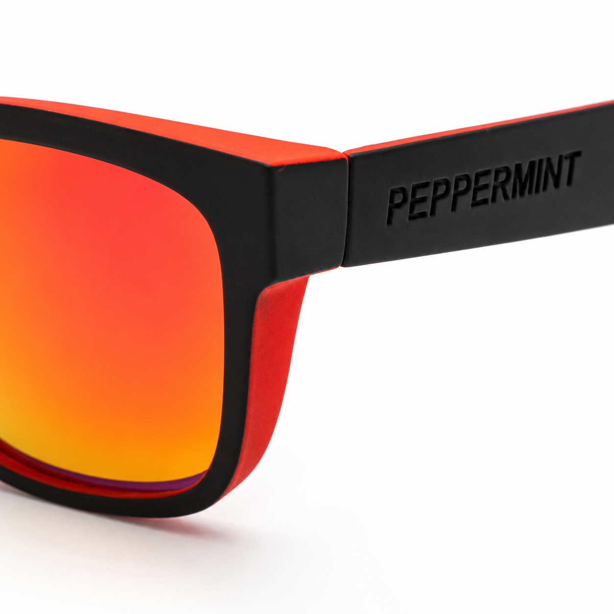 Lentes de Sol UV400 Bicolor Rojo Negro Espejo Naranjo Peppermint