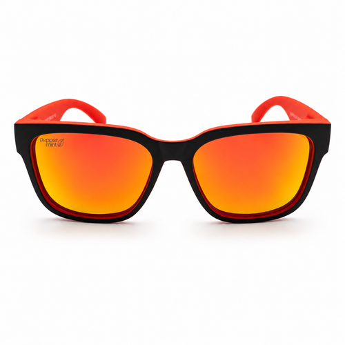 Lentes de Sol UV400 Bicolor Rojo Negro Espejo Naranjo Peppermint