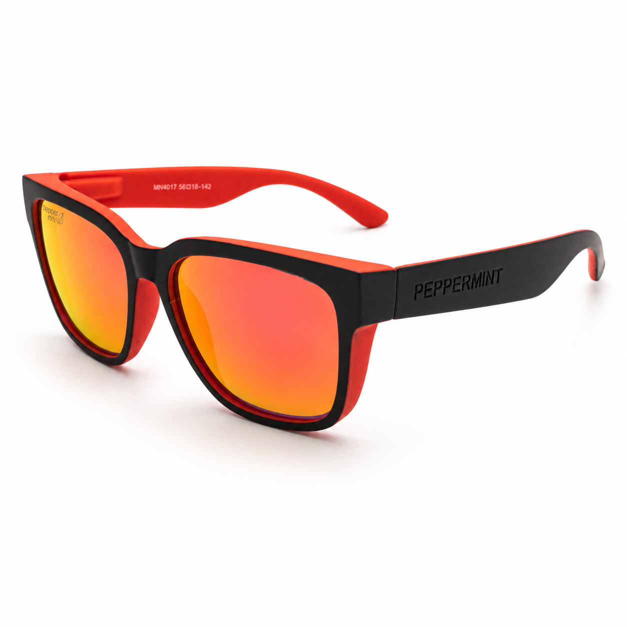 Lentes de Sol UV400 Bicolor Rojo Negro Espejo Naranjo Peppermint