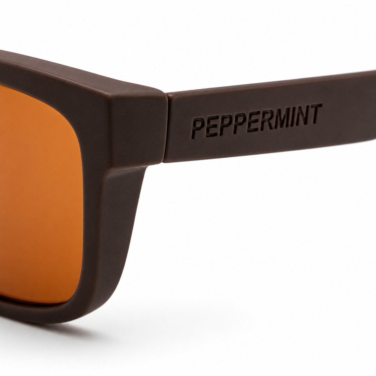 Lentes de Sol Polarizados UV400 Cuadrado Café Marco Grueso Hombre Peppermint