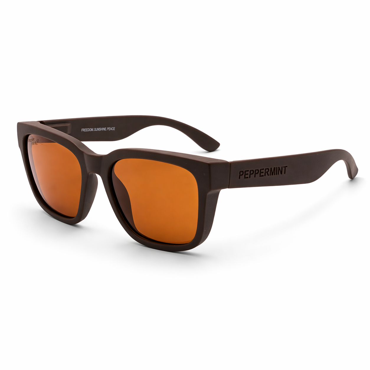 Lentes de Sol Polarizados UV400 Cuadrado Café Marco Grueso Hombre Peppermint