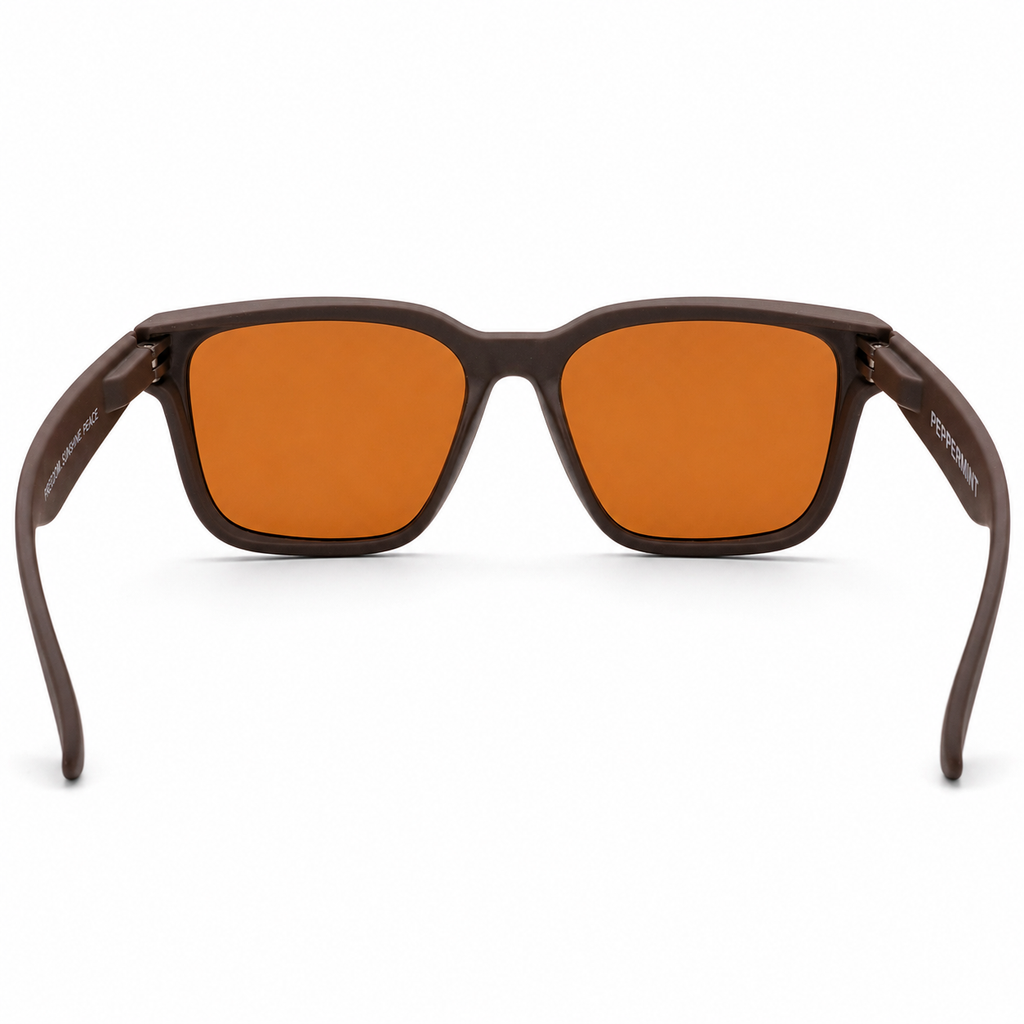 Lentes de sol cuadrado café hombre Peppermint vista trasera