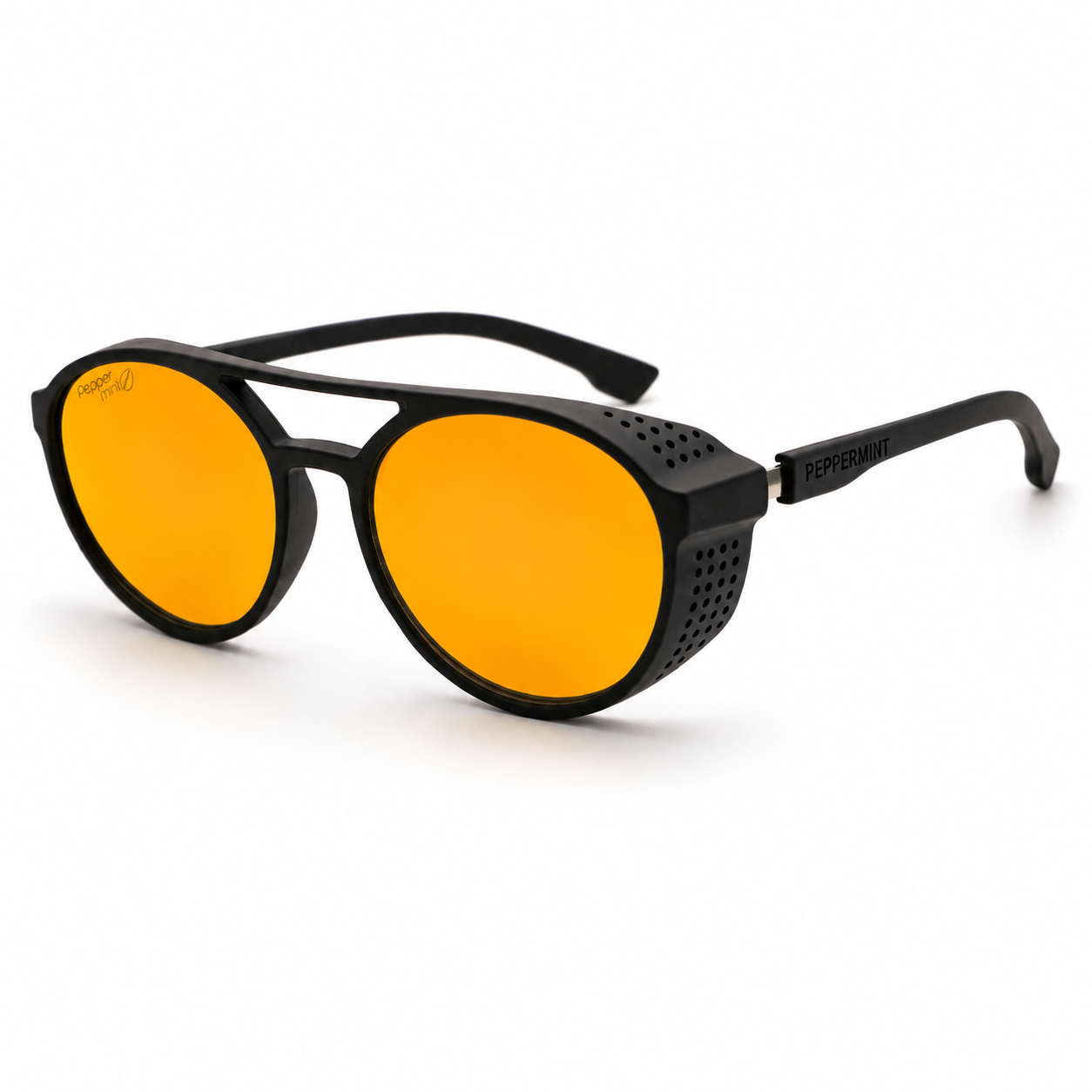 Lentes de sol UV400 espejo amarillo negro mate Peppermint