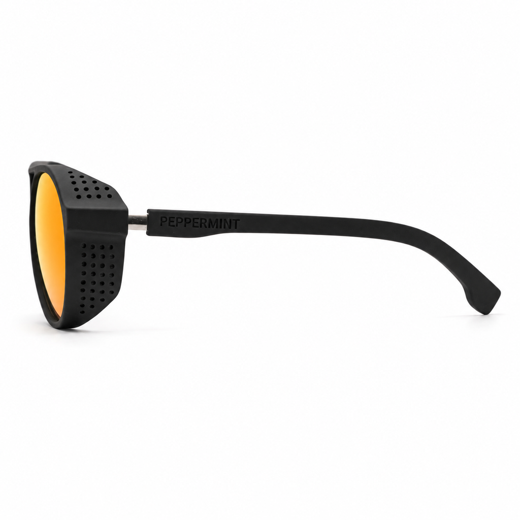 Lentes de sol espejo amarillo negro mate Peppermint vista lateral
