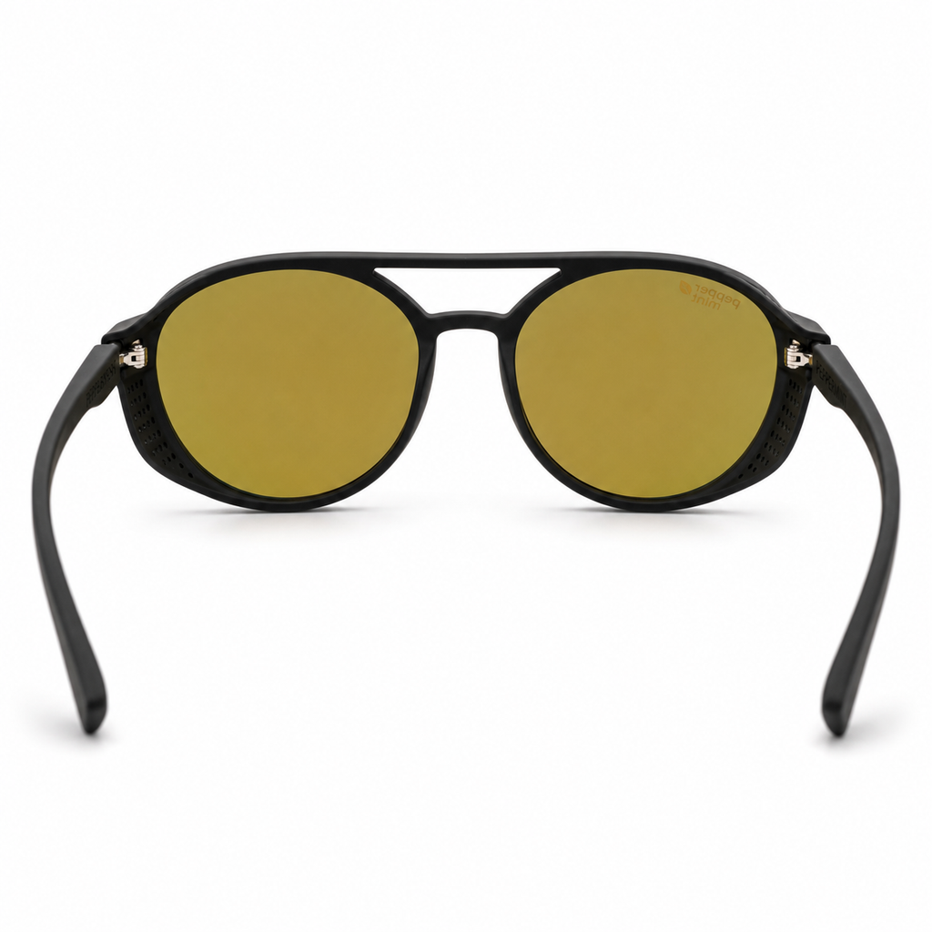Lentes de sol espejo amarillo negro mate Peppermint vista trasera