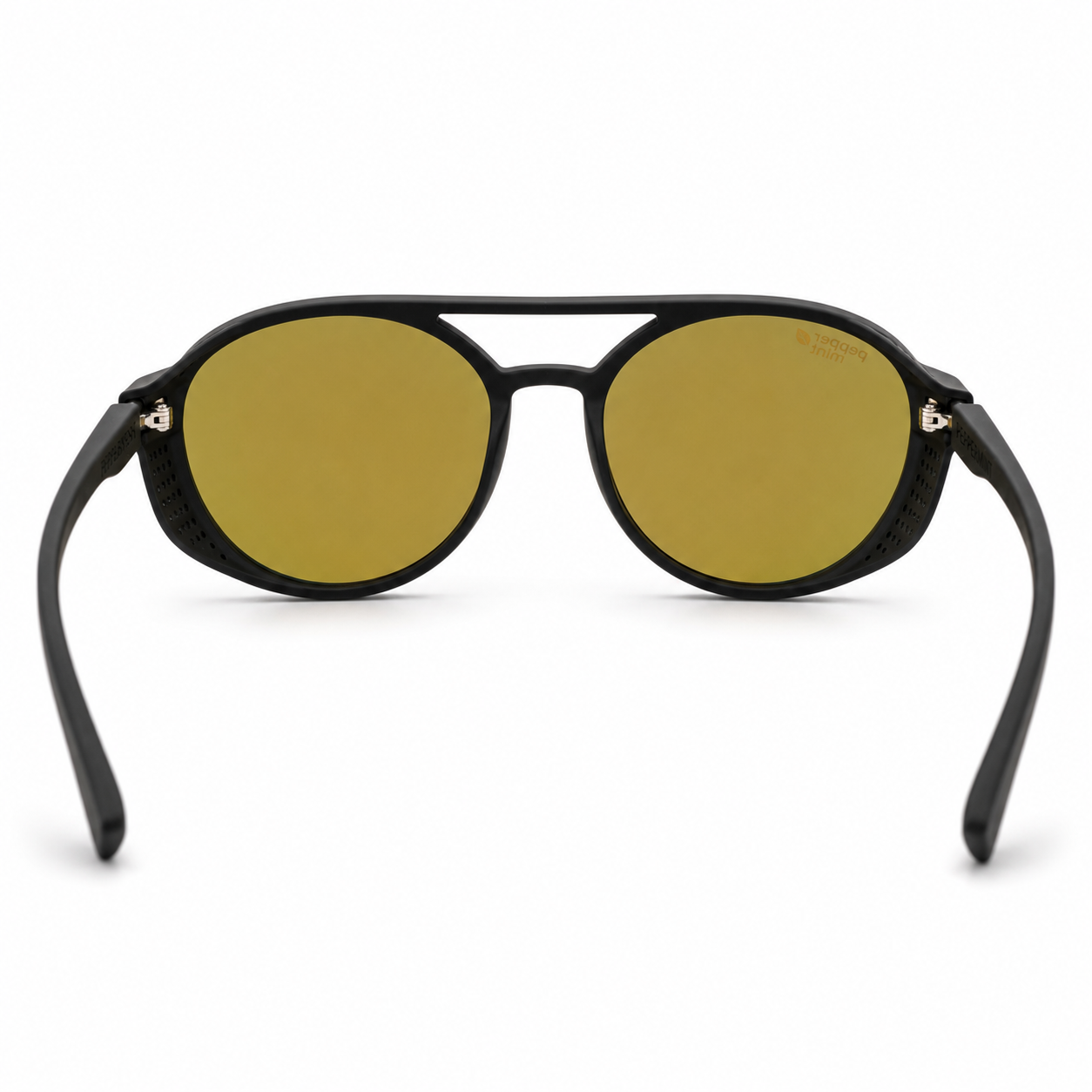 Lentes de sol espejo amarillo negro mate Peppermint vista trasera