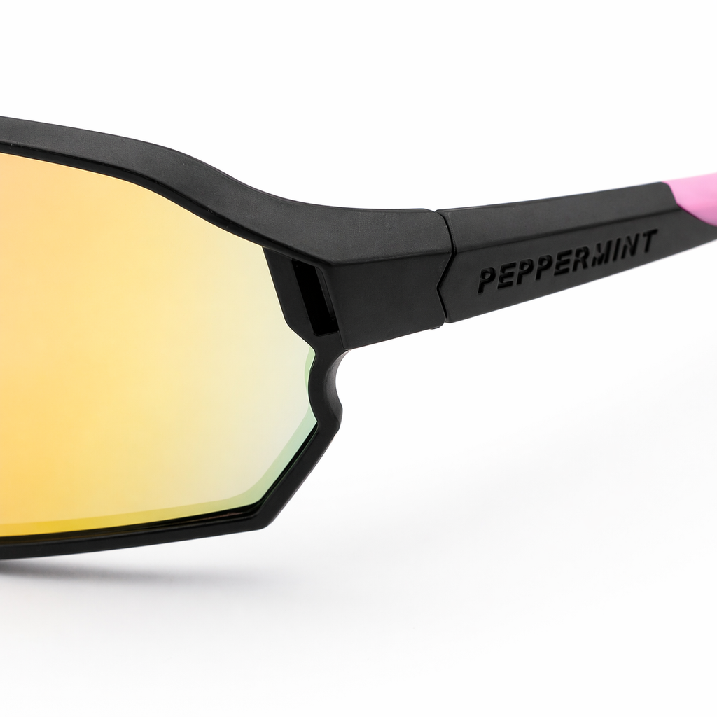 Lentes de Sol Polarizados UV400 Deportivo Espejo Rosado Marco Negro Peppermint