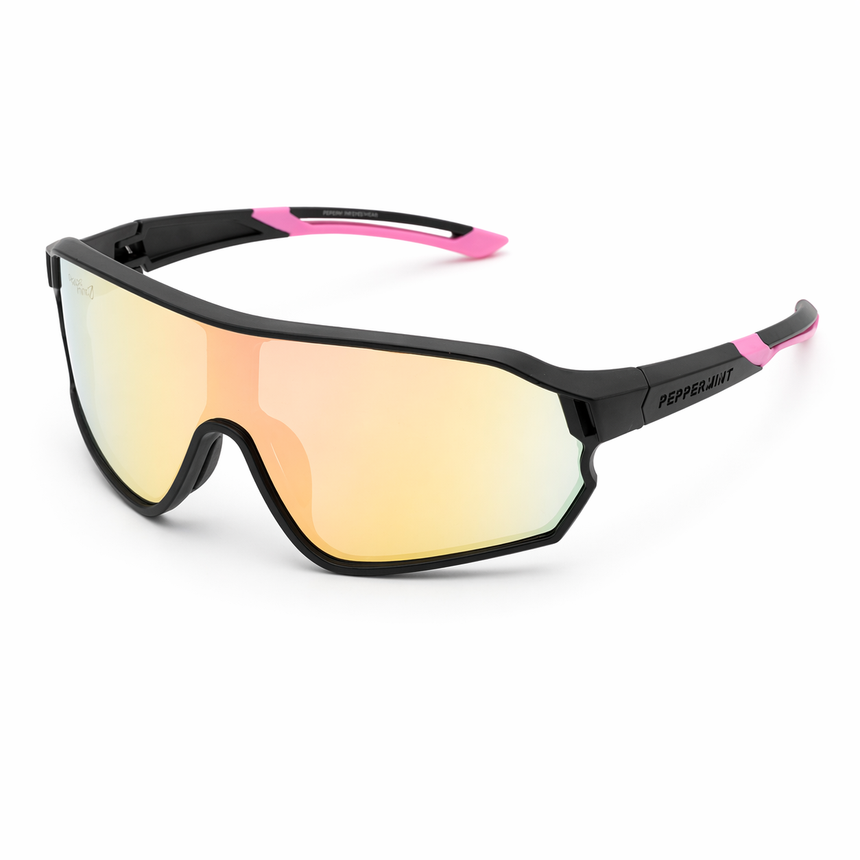 Lentes de Sol Polarizados UV400 Deportivo Espejo Rosado Marco Negro Peppermint