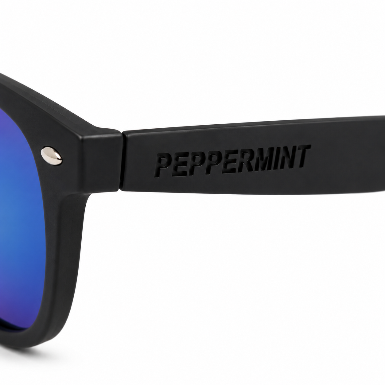 Lentes de Sol UV400 Clásico Negro Cristal Tornasol Azul Peppermint