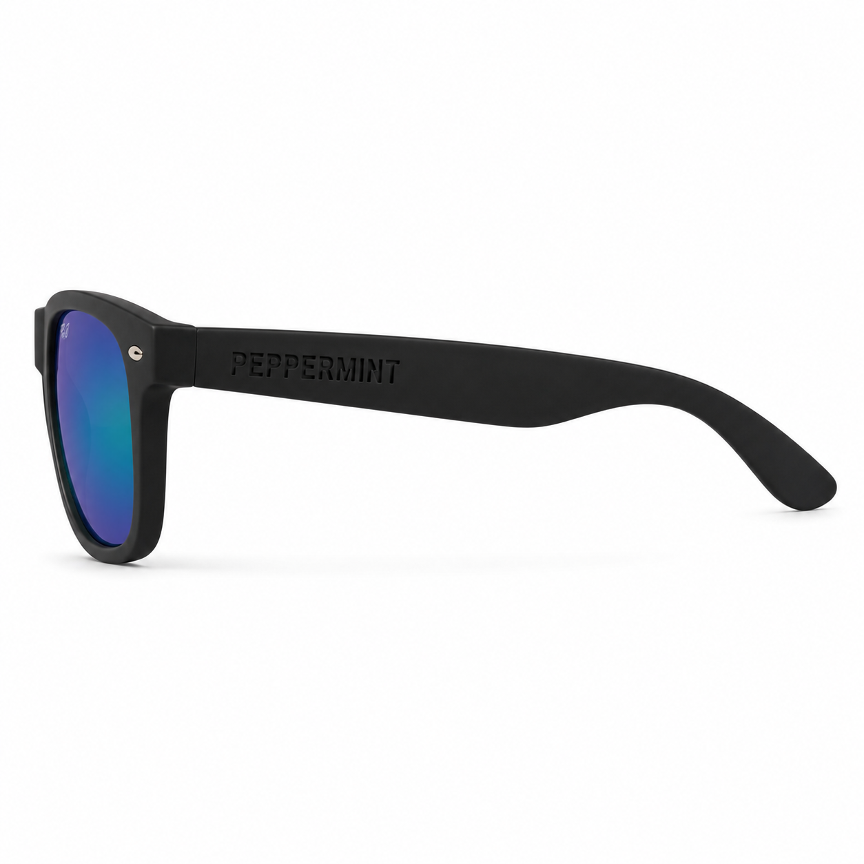 Lentes de Sol UV400 Clásico Negro Cristal Tornasol Azul Peppermint
