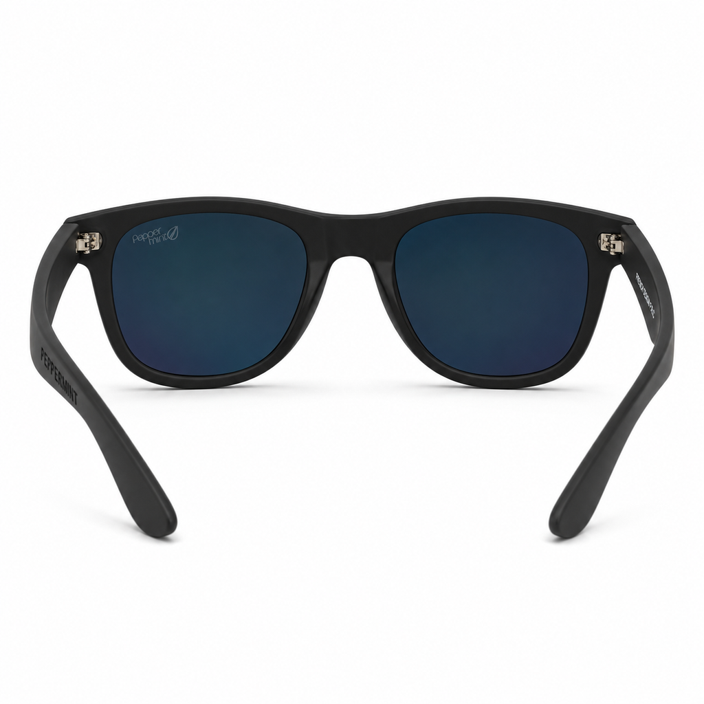 Lentes de Sol UV400 Clásico Negro Cristal Tornasol Azul Peppermint
