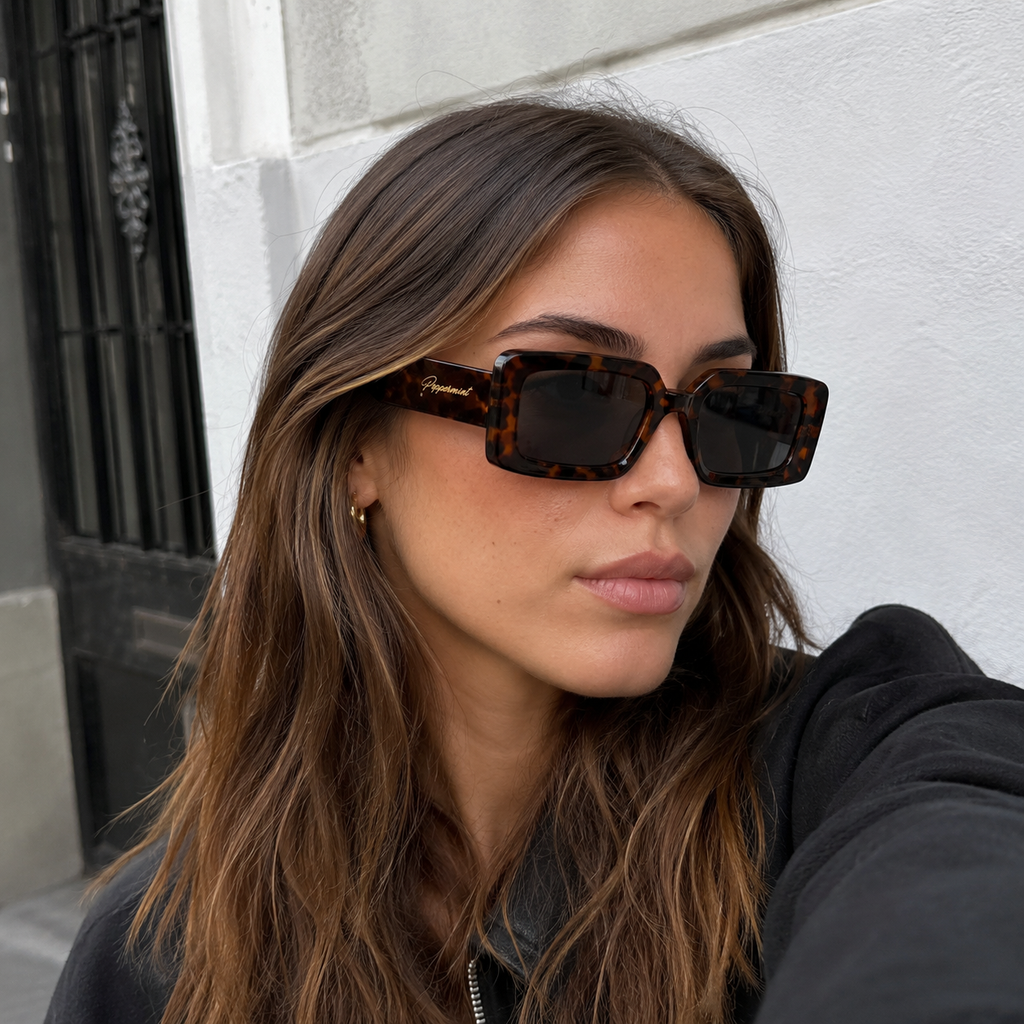 Lentes de Sol Polarizados UV400 Rectangular Alargado Carey Peppermint