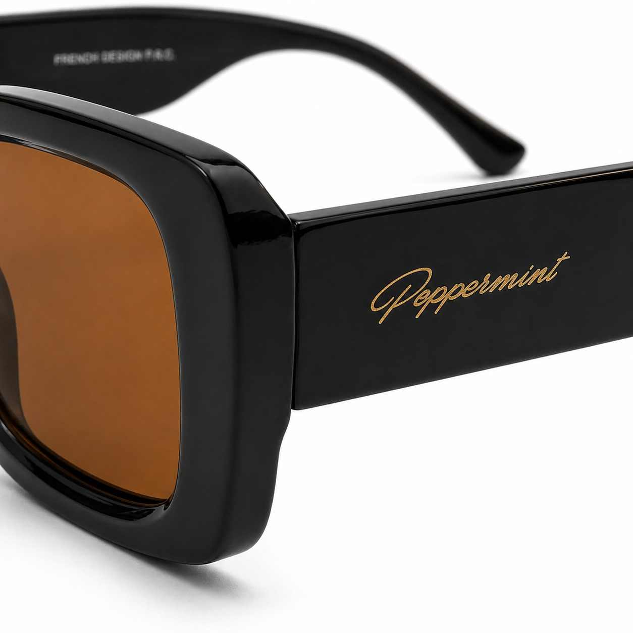 Lentes de Sol Polarizados UV400 Cuadrado Negro Lente Café Peppermint