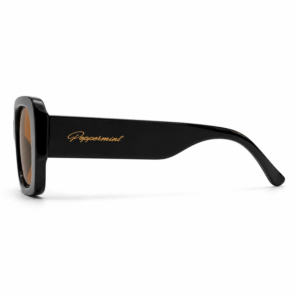 Lentes de Sol Polarizados UV400 Cuadrado Negro Lente Café Peppermint