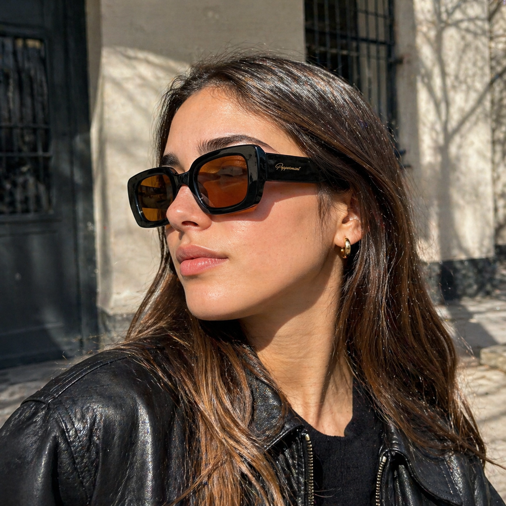 Lentes de Sol Polarizados UV400 Cuadrado Negro Lente Café Peppermint
