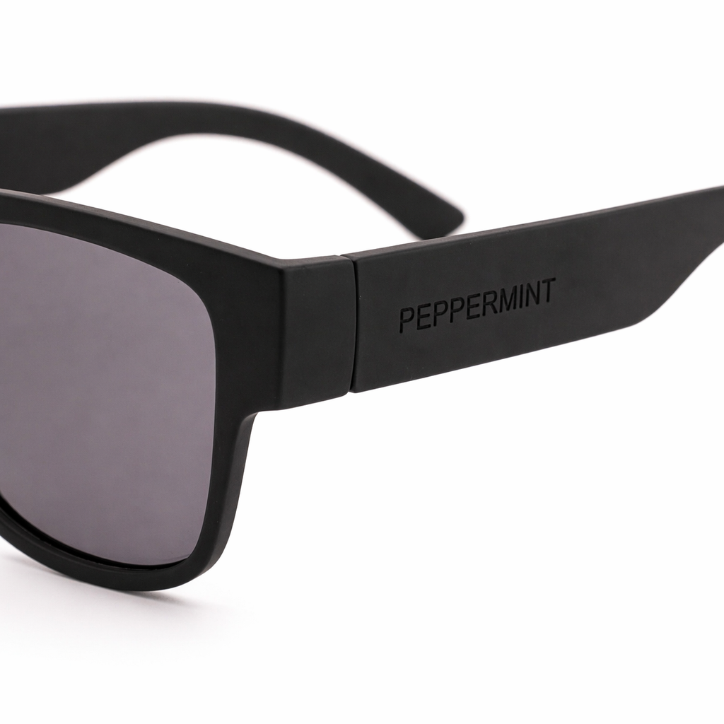 Lentes de Sol UV400 Negro Mate Full Black Rectangular Peppermint
