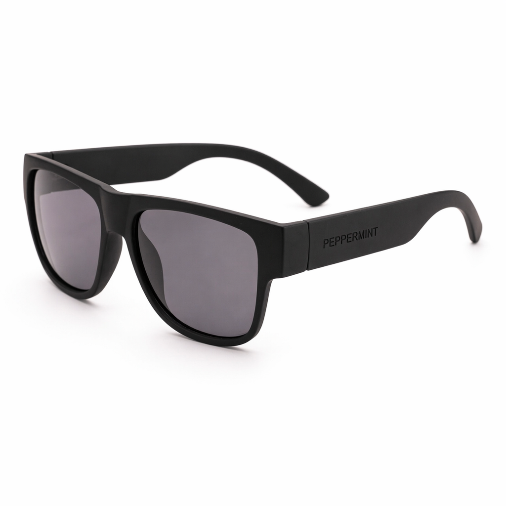 Lentes de Sol UV400 Negro Mate Full Black Rectangular Peppermint
