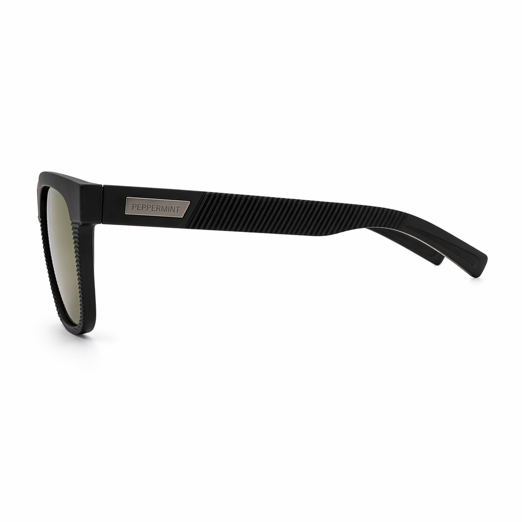 Lentes de sol negro mate lente verde Peppermint vista lateral