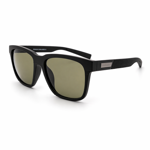 Lentes de sol UV400 negro mate lente verde Peppermint
