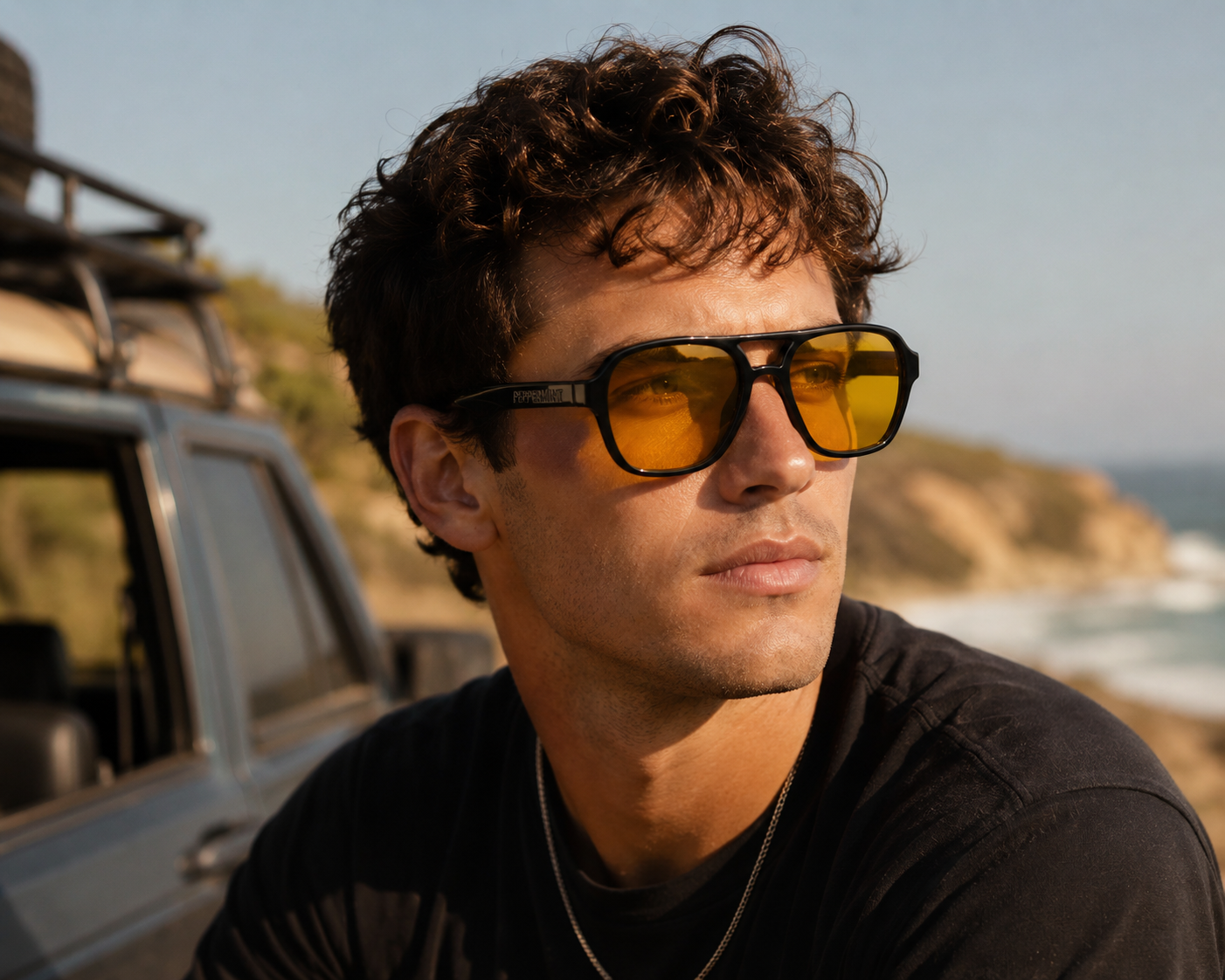Lentes de Sol Polarizados UV400 Doble Puente Transparente Cristal Amarillo Peppermint