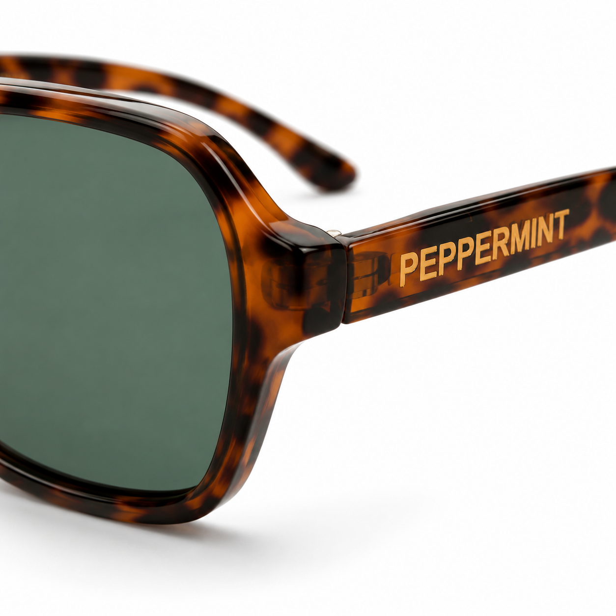 Lentes de Sol Polarizados UV400 Doble Puente Carey Cristal Verde Peppermint
