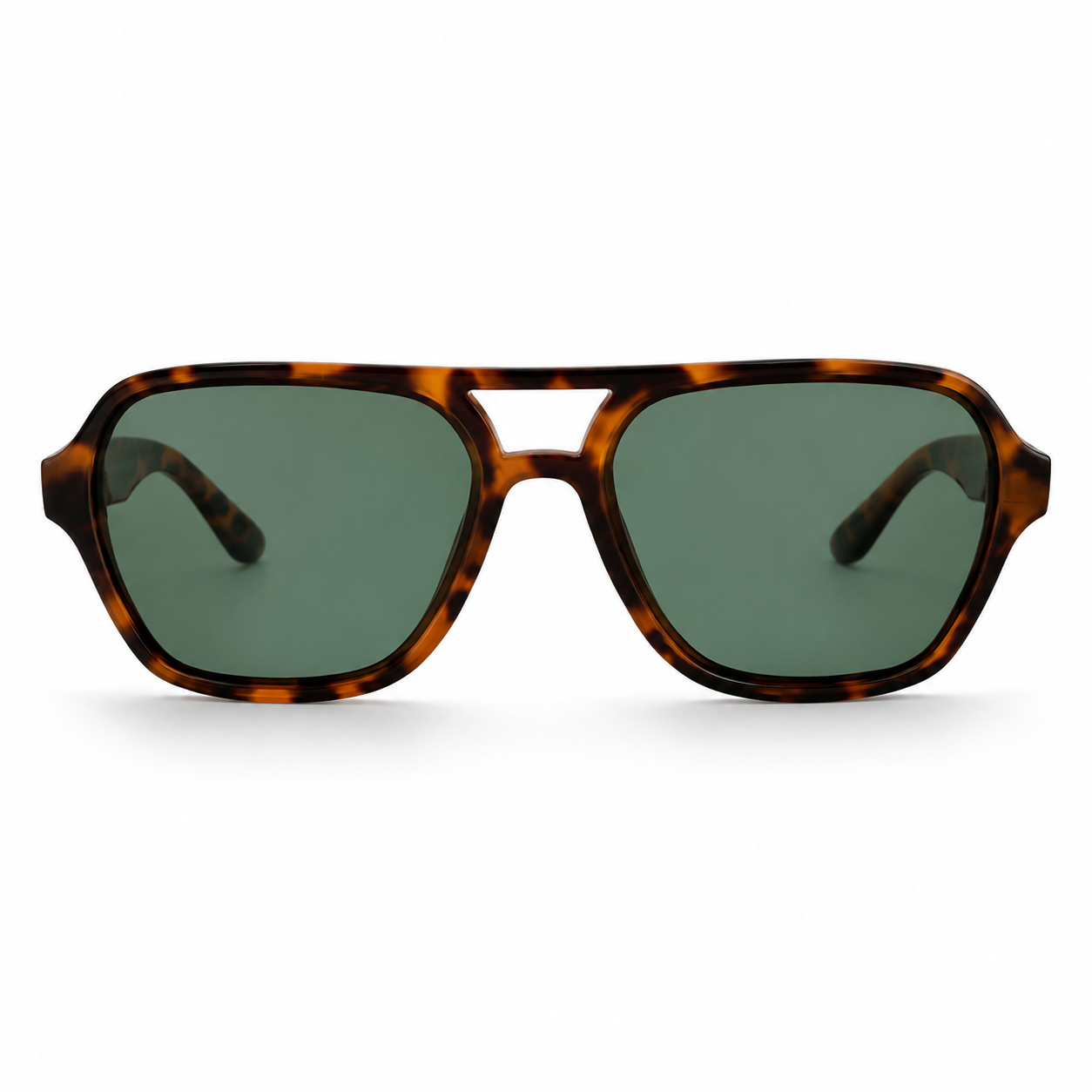 Lentes de Sol Polarizados UV400 Doble Puente Carey Cristal Verde Peppermint