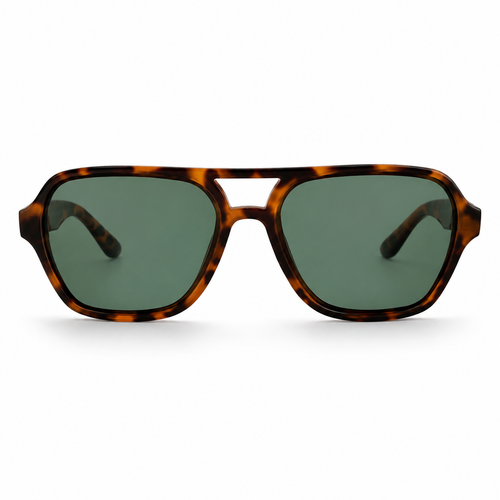 Lentes de Sol Polarizados UV400 Doble Puente Carey Cristal Verde Peppermint