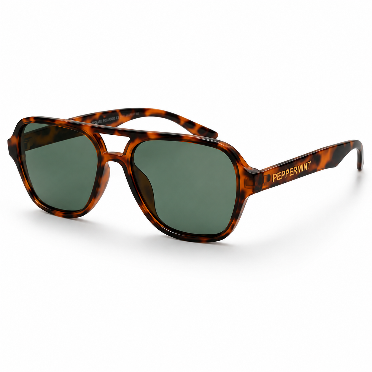 Lentes de Sol Polarizados UV400 Doble Puente Carey Cristal Verde Peppermint