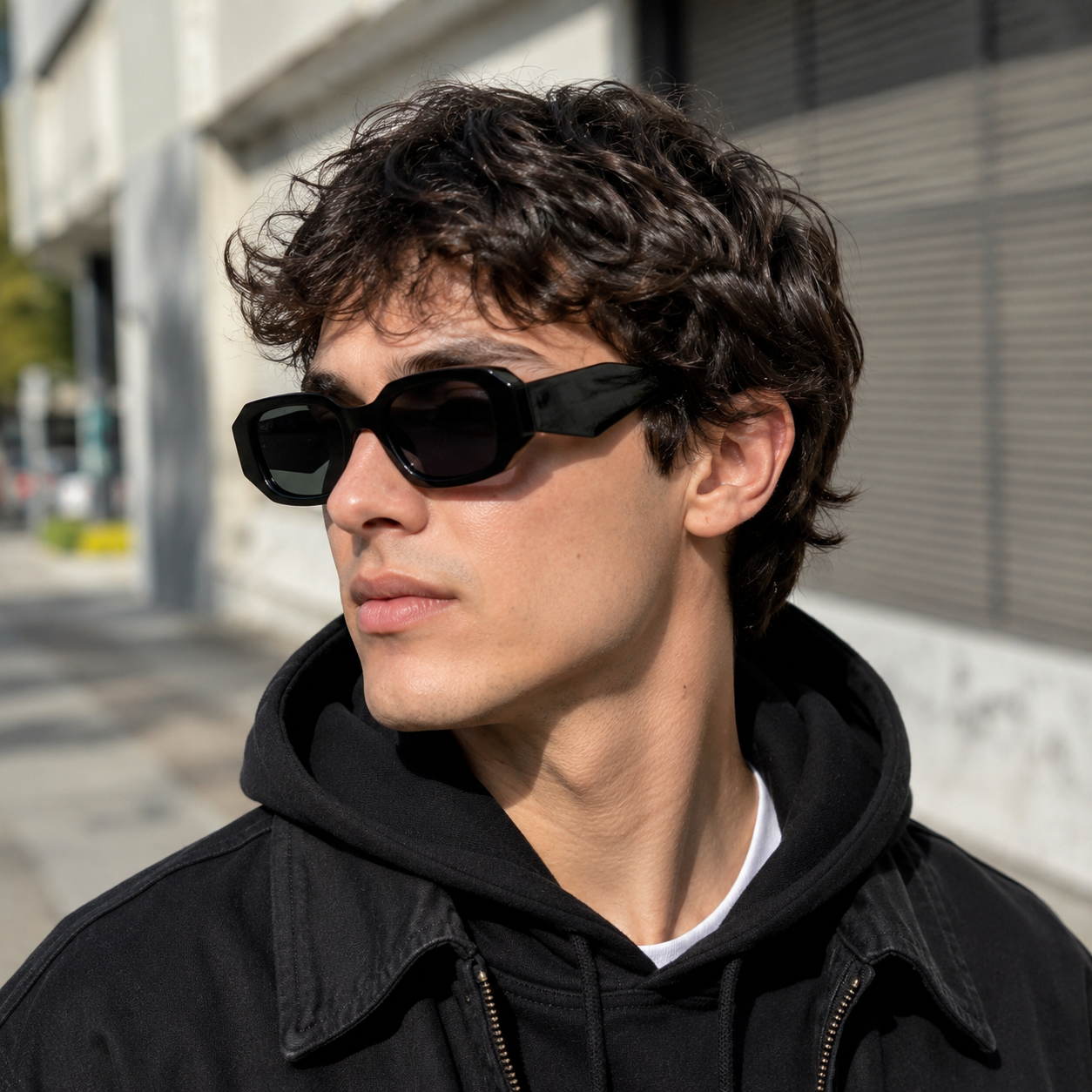 Lentes de Sol Polarizados UV400 Rectangular Alargado Negro Peppermint