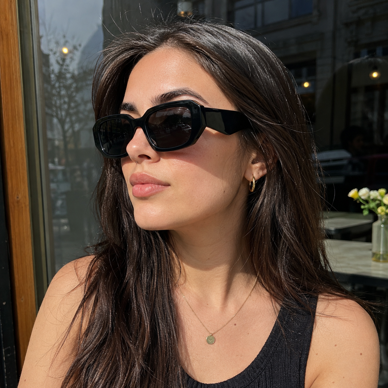 Lentes de Sol Polarizados UV400 Rectangular Alargado Negro Peppermint