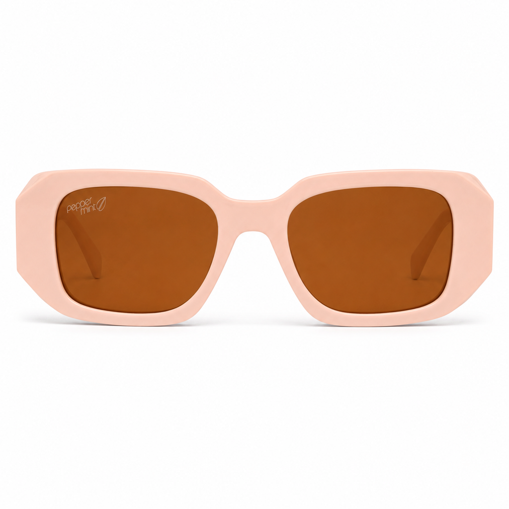 Lentes de Sol Polarizados UV400 Rectangular Alargado Nude Cristal Café Peppermint