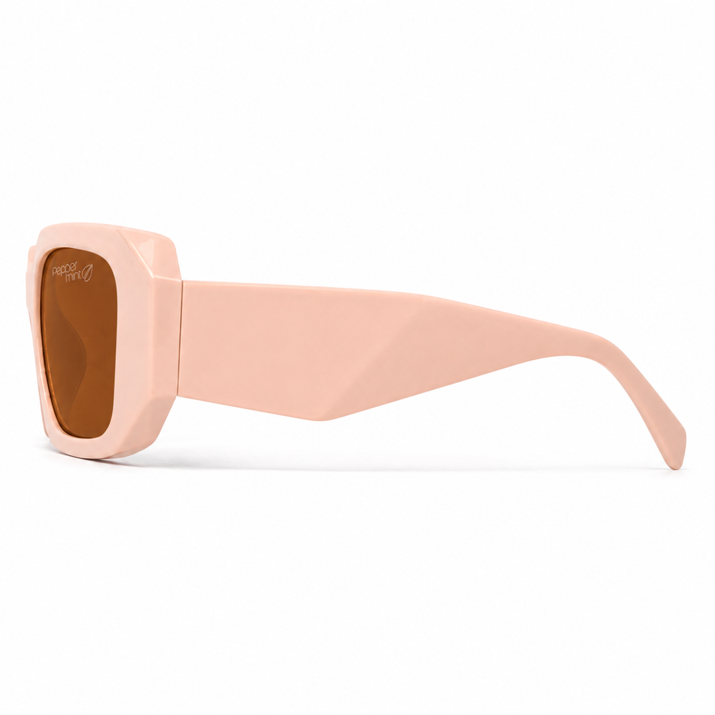 Lentes de Sol Polarizados UV400 Rectangular Alargado Nude Cristal Café Peppermint