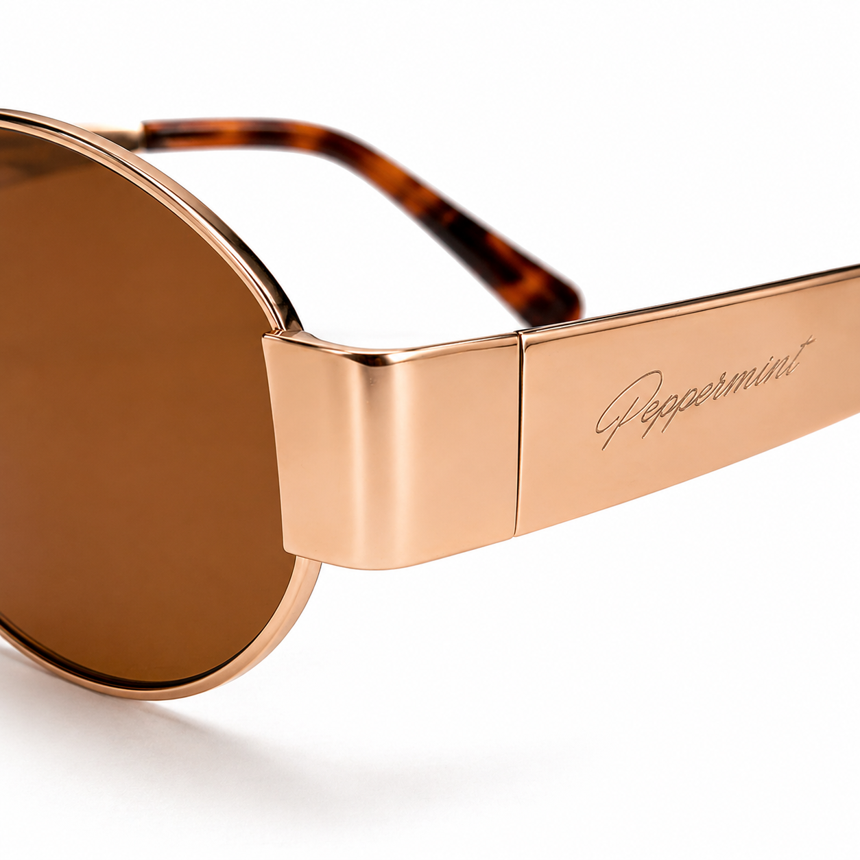 Lentes de Sol UV400 Cuadrado Dorado Metálico Café Peppermint