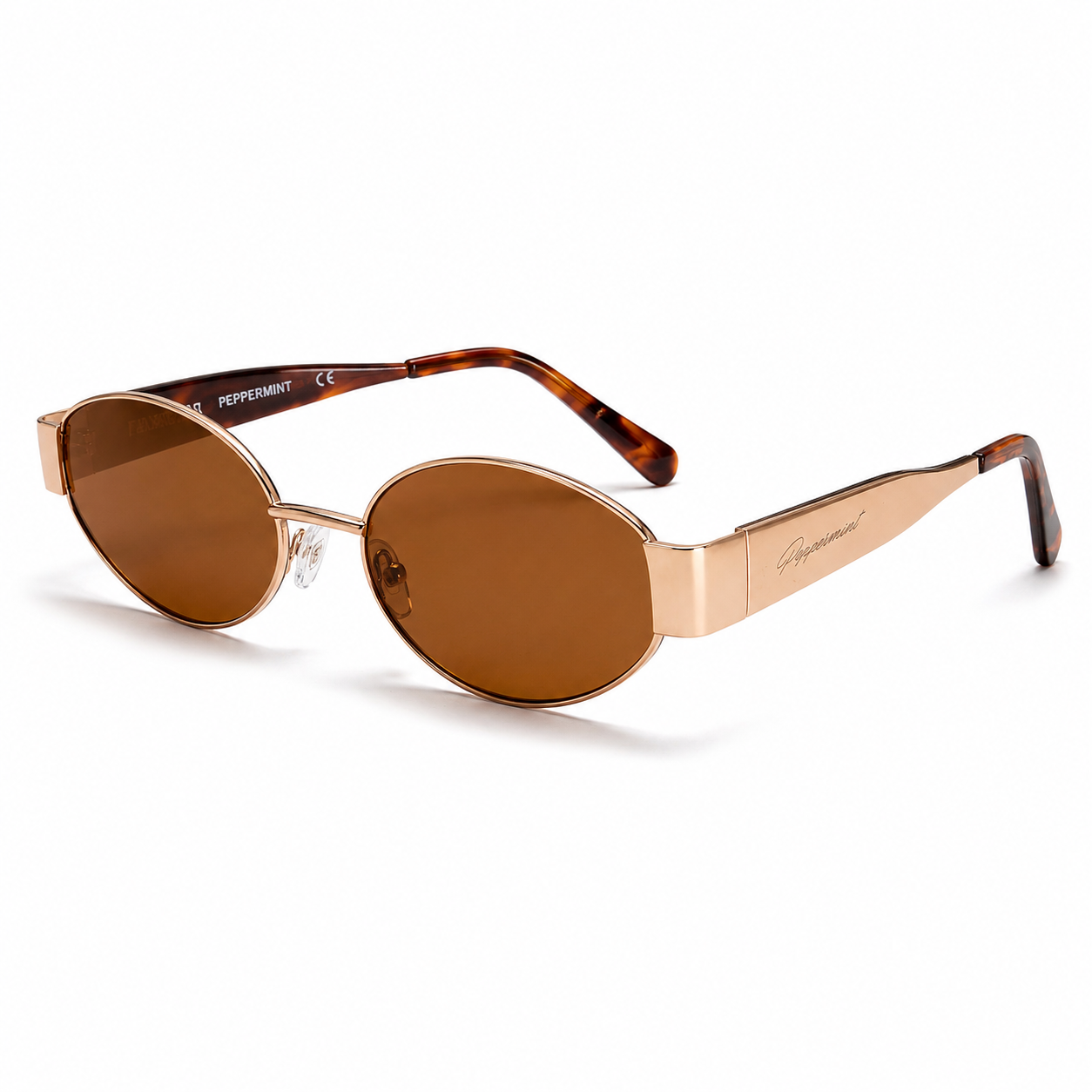 Lentes de sol cuadrados dorados Peppermint con lente café y protección UV400