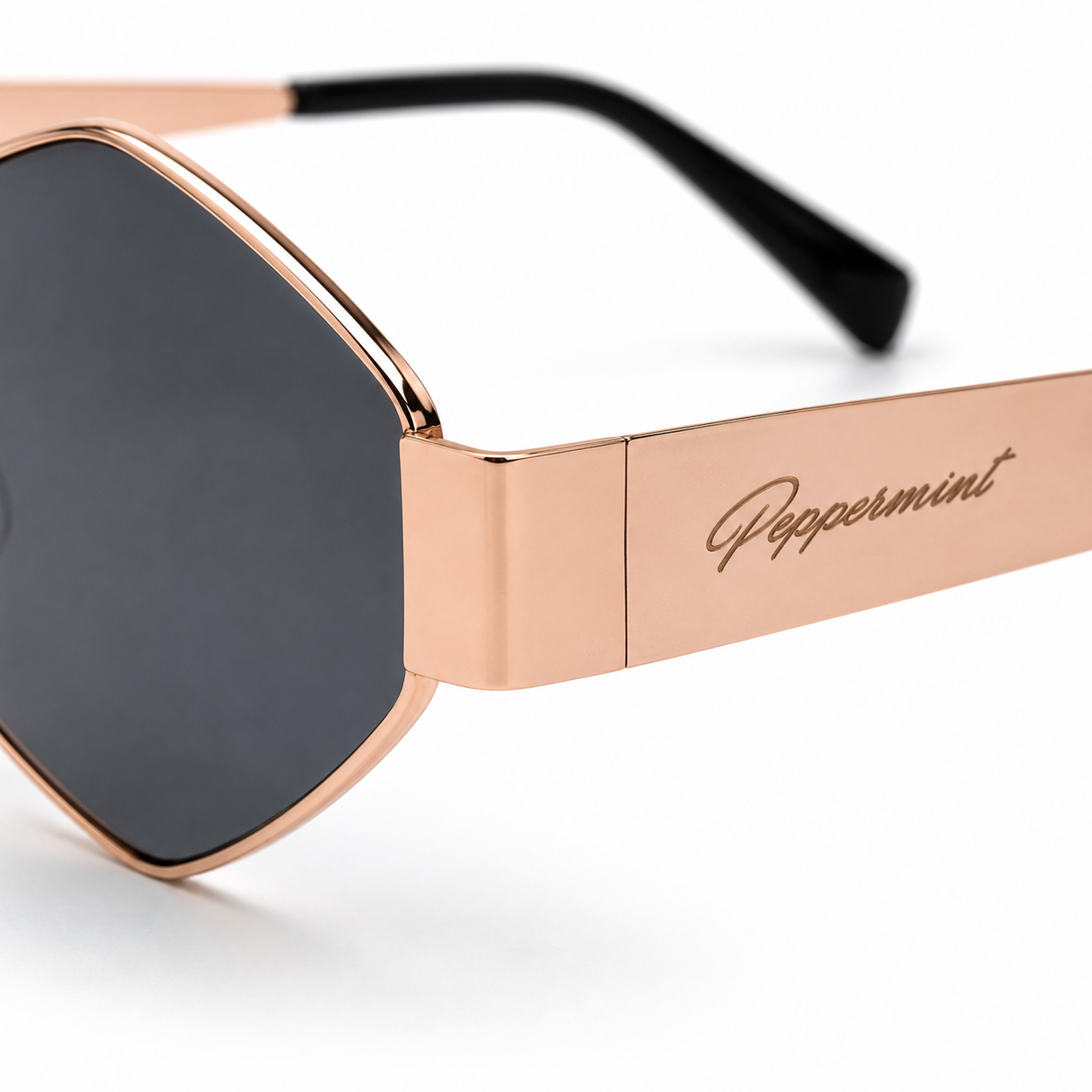 Lentes de Sol Polarizado UV400 Hexagonal Dorado Metálico Peppermint