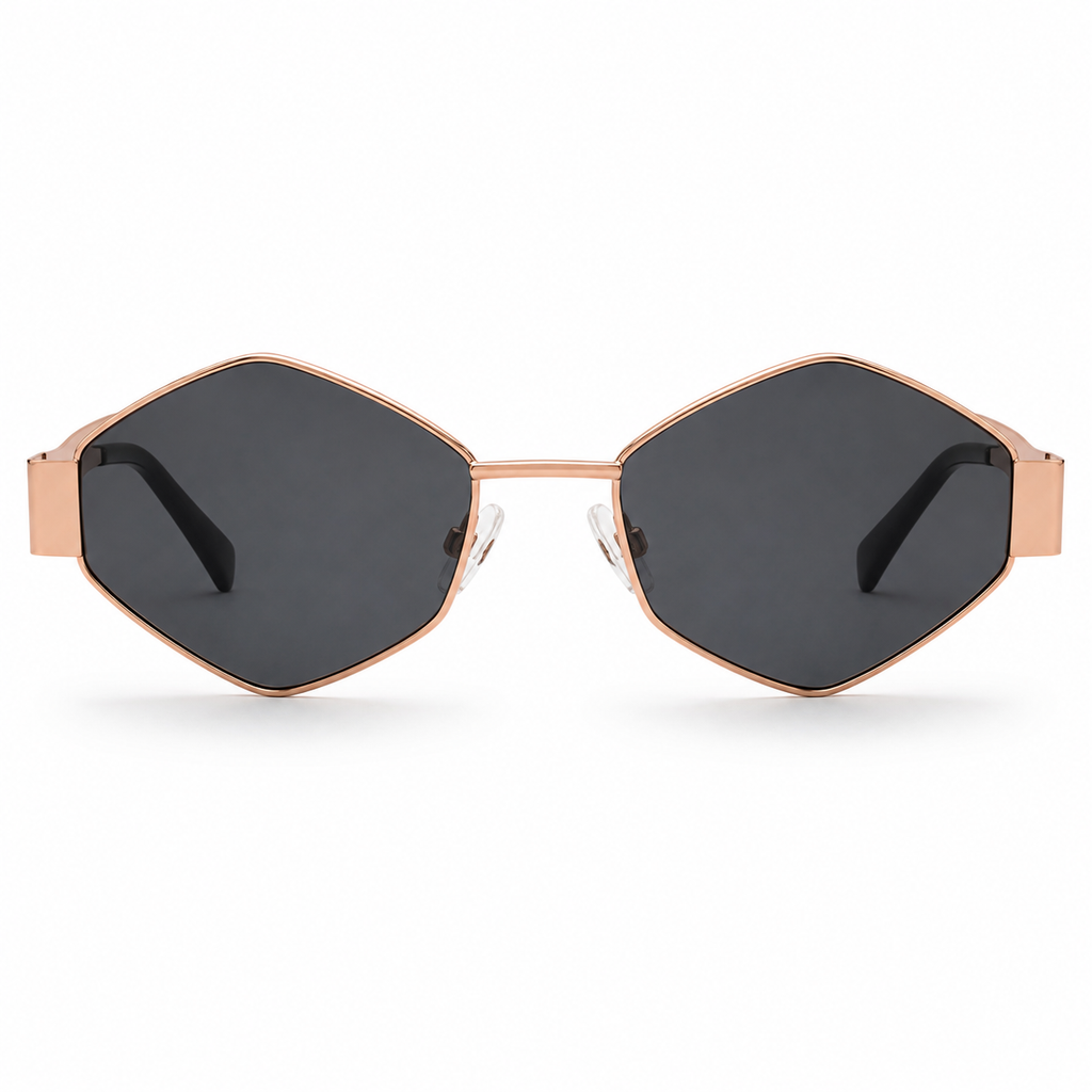 Lentes de sol hexagonales dorados Peppermint vista frontal