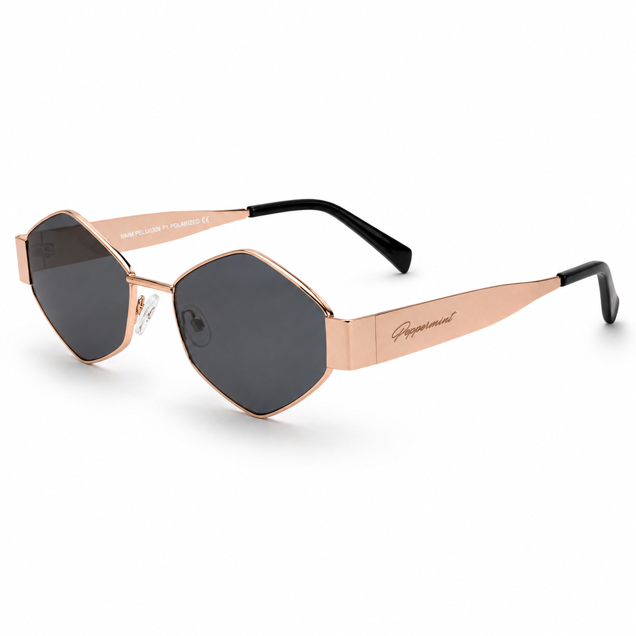 Lentes de Sol Polarizado UV400 Hexagonal Dorado Metálico Peppermint