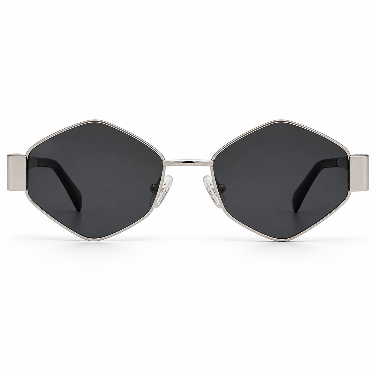 Lentes de Sol UV400 Hexagonal Plateado Metálico Peppermint