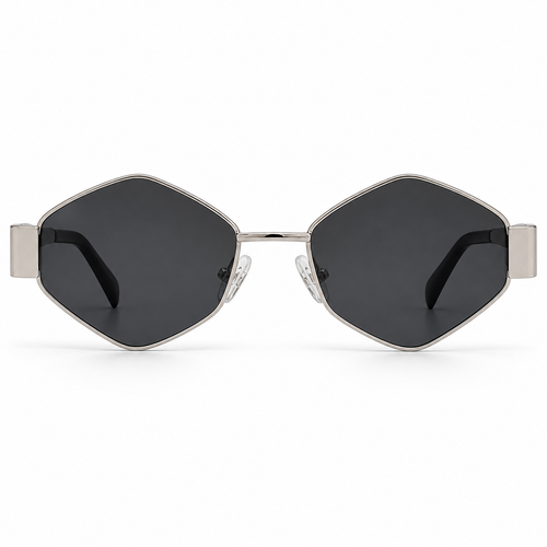 Lentes de Sol UV400 Hexagonal Plateado Metálico Peppermint