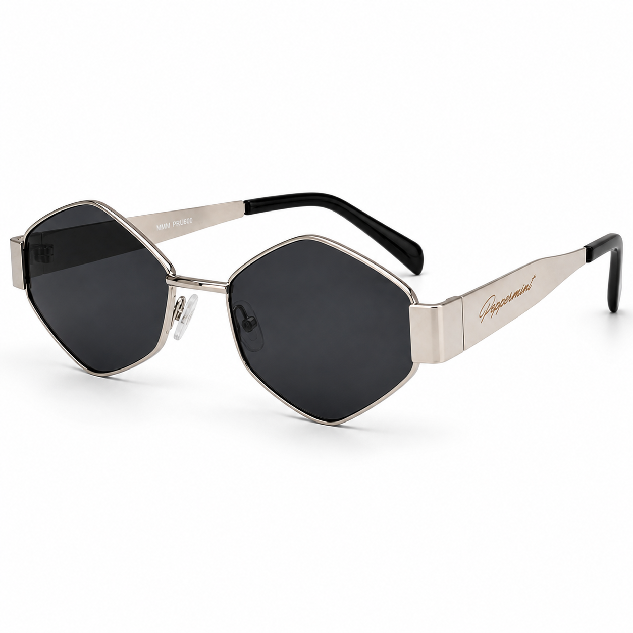Lentes de Sol UV400 Hexagonal Plateado Metálico Peppermint